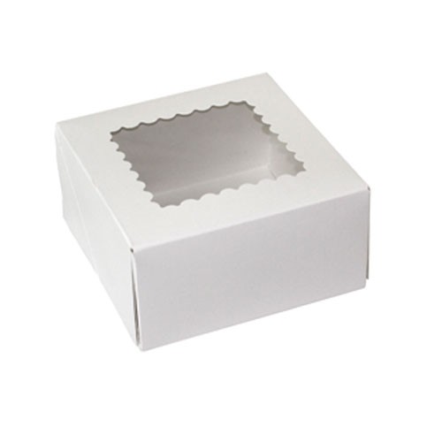 6x6x3 White Windowed Bakery Boxes