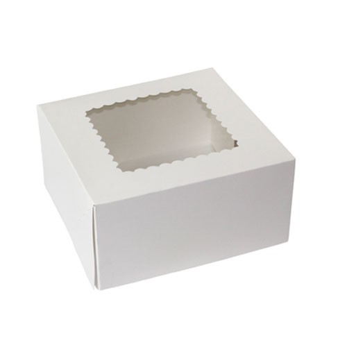 8x8x4 White Windowed Bakery Boxes