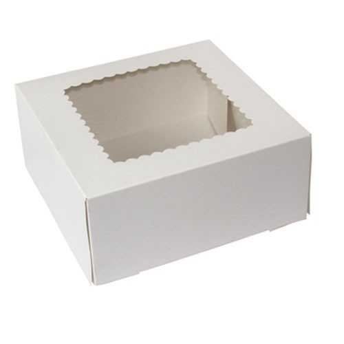 9x9x4 White Windowed Bakery Boxes